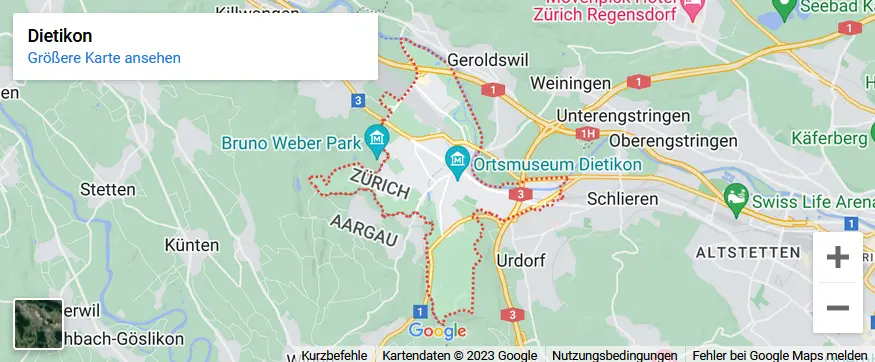 Map showing Dietikon, Zürich area, Switzerland